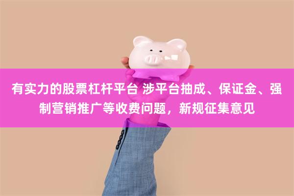 有实力的股票杠杆平台 涉平台抽成、保证金、强制营销推广等收费问题，新规征集意见