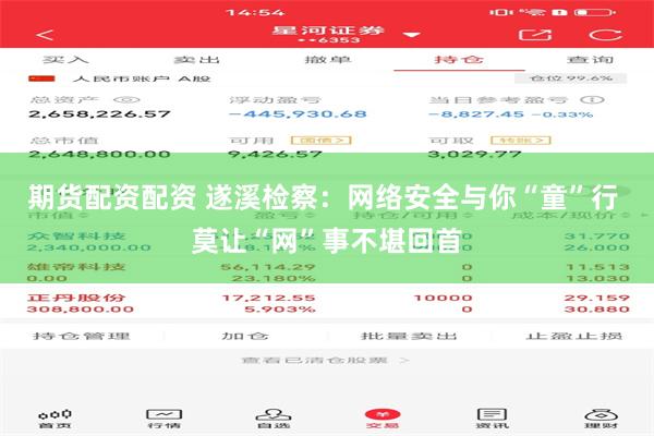 期货配资配资 遂溪检察：网络安全与你“童”行 莫让“网”事不堪回首