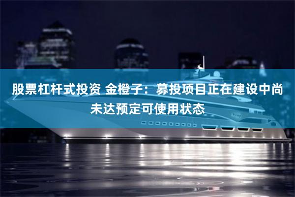 股票杠杆式投资 金橙子：募投项目正在建设中尚未达预定可使用状态