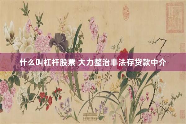 什么叫杠杆股票 大力整治非法存贷款中介