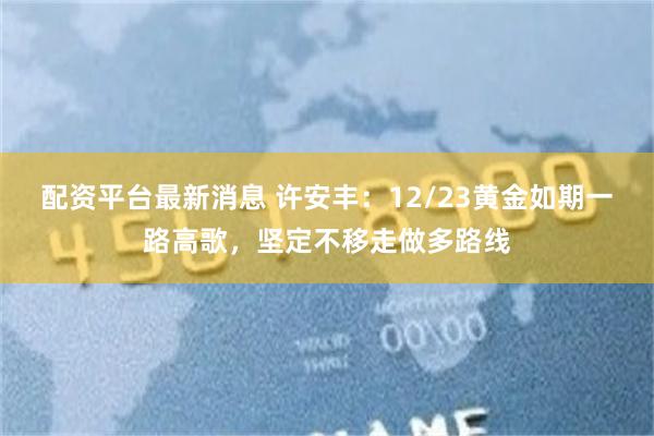 配资平台最新消息 许安丰：12/23黄金如期一路高歌，坚定不移走做多路线