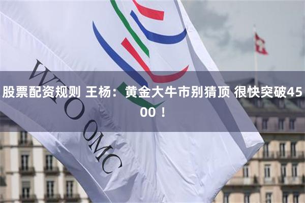 股票配资规则 王杨：黄金大牛市别猜顶 很快突破4500 ！