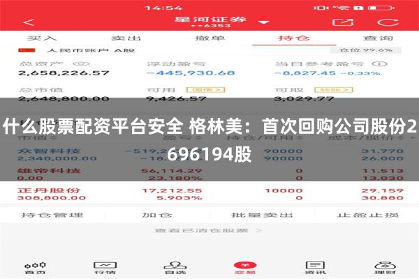 什么股票配资平台安全 格林美：首次回购公司股份2696194股